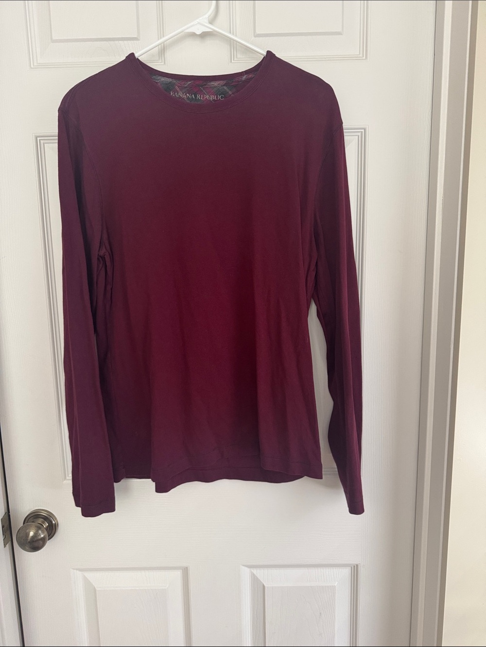 Banana Republic Men's Long Sleeve Crewneck Tee in Deep Burgundy